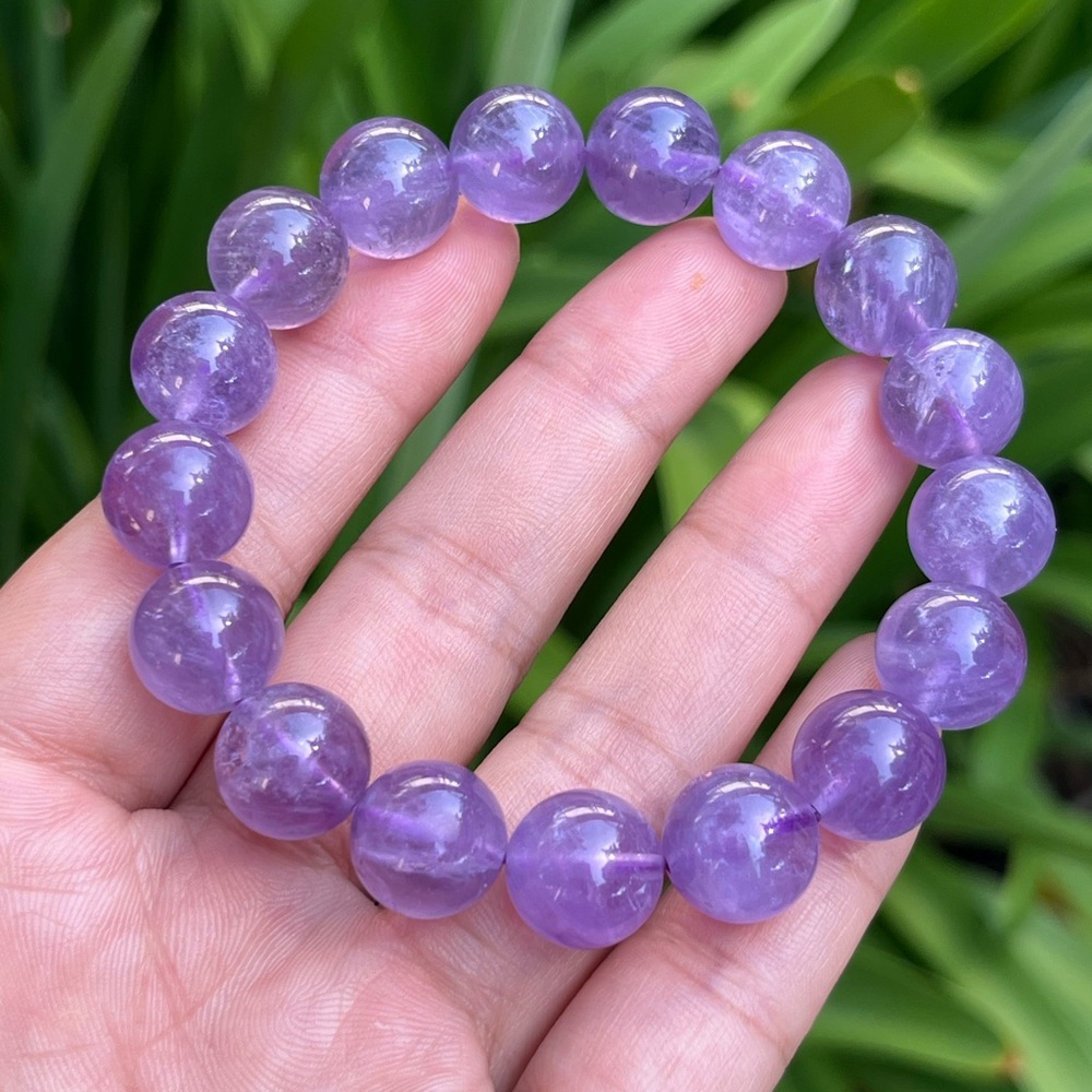 12.5mm stretchable purple amethyst‎ bracelet